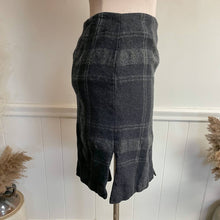 Load image into Gallery viewer, Jones NY Grey Black Plaid Slit Mini Pencil Skirt Sz 10