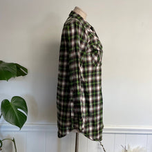 Load image into Gallery viewer, Novemb3r Green Plaid Flannel Dress Long Shacket Sz M