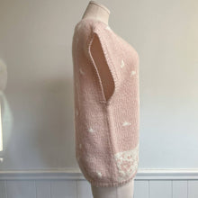 Load image into Gallery viewer, Vintage 80s Pale Pink Cream Hand Made Knit V-Neck Sweater Vest Sz PM
