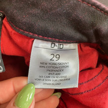 Load image into Gallery viewer, D-ID Classic Burgundy Maroon Waxed Coated Black Skinny Jeans Pants Sz 29