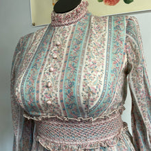 Load image into Gallery viewer, Vintage 1970s Maxi Pastel Prairie Boho Maxi Full Length Long Sleeve Dress SZ 10