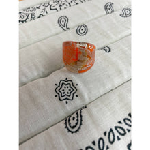 Load image into Gallery viewer, Orange Gold Crackle Art to Wear Glass Blown Multi-Color Statement Cocktail Ring