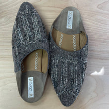 Load image into Gallery viewer, Llani Slippers Gray Beaded Mules Pointed Toe Sz EU 39