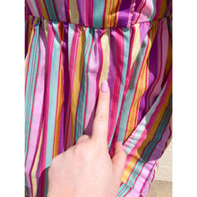 Load image into Gallery viewer, Vintage 1970s Multi Striped Pink Rainbow Statement 3/4 length Long-Sleeved Dress