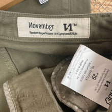 Load image into Gallery viewer, Novemb3r Italian Unisex Streetwear Novemb3r Loop Jean Olive Green Khaki Pants Sz 29