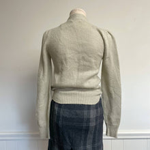 Load image into Gallery viewer, Vintage 1970s Classic Knit Grey High Neck Tie Sweater S