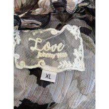 Load image into Gallery viewer, Johnny Was Silk Sheer Floral Top Blouse Black Pink Sz XL