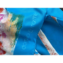 Load image into Gallery viewer, Vintage 1980s Dominique Martine Blue Large Sarong Scarf Wrap Square Painted Print