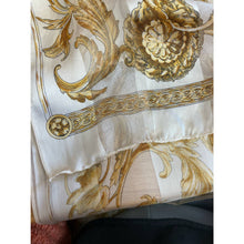 Load image into Gallery viewer, Vintage 1980s Echo White Gold Patterned Rectangular Silk Scarf Wrap