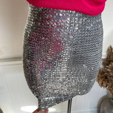 Load image into Gallery viewer, Vintage 1970s Silver Sequin Tube Skirt Top Festive Holiday One Size