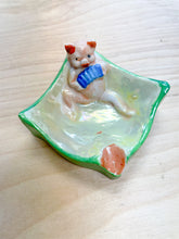 Load image into Gallery viewer, Vintage Handmade Painted Pig Green Ash Tray