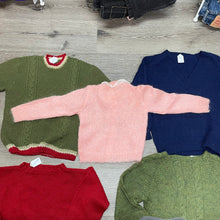 Load image into Gallery viewer, Vintage Hand Knit Kids Girls size 6 Wool Sweater Light Pink Button-up