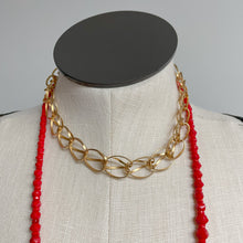 Load image into Gallery viewer, Vintage Scarlet Red Beaded Long Graduated Faceted Necklace