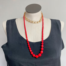 Load image into Gallery viewer, Vintage Scarlet Red Beaded Long Graduated Faceted Necklace