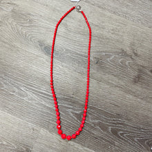 Load image into Gallery viewer, Vintage Scarlet Red Beaded Long Graduated Faceted Necklace