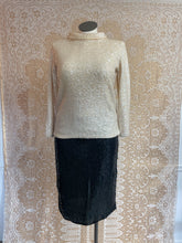 Load image into Gallery viewer, Vintage Black Silk Sequin Pencil Skirt Knee-length Sz 12-14