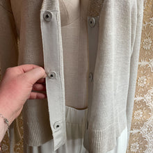 Load image into Gallery viewer, Eileen Fisher Cream Tan Button-Up Cardigan V-neck Sz XXS