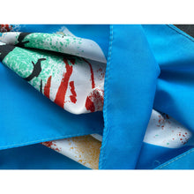 Load image into Gallery viewer, Vintage 1980s Dominique Martine Blue Large Sarong Scarf Wrap Square Painted Print