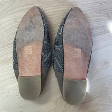 Load image into Gallery viewer, Llani Slippers Gray Beaded Mules Pointed Toe Sz EU 39