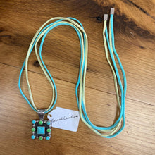 Load image into Gallery viewer, Signed Sterling Silver & Blue Turquoise Boho Beaded Multi-Strand Suede Pendant Necklace