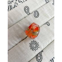 Load image into Gallery viewer, Orange Gold Crackle Art to Wear Glass Blown Multi-Color Statement Cocktail Ring
