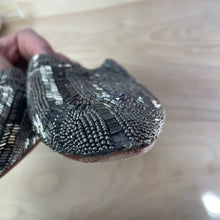 Load image into Gallery viewer, Llani Slippers Gray Beaded Mules Pointed Toe Sz EU 39