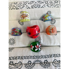 Load image into Gallery viewer, Dark Blue Swirl Art to Wear Glass Blown Multi-Color Statement Cocktail Ring
