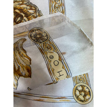Load image into Gallery viewer, Vintage 1980s Echo White Gold Patterned Rectangular Silk Scarf Wrap