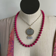 Load image into Gallery viewer, Handmade Artisan Blue Beaded Statement Pendant Beachy Boho Summer Necklace Gold Chain