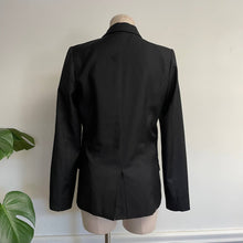 Load image into Gallery viewer, Sisters + Seekers Classic Black Blazer One Button Graphic Embroidered "Out Out" Sz M