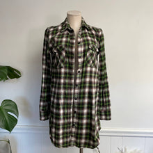 Load image into Gallery viewer, Novemb3r Green Plaid Flannel Dress Long Shacket Sz M