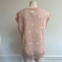 Load image into Gallery viewer, Vintage 80s Pale Pink Cream Hand Made Knit V-Neck Sweater Vest Sz PM