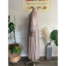 Load image into Gallery viewer, Vintage 1970s Maxi Pastel Pink Blue Prairie Boho Maxi Full Length Long Sleeve Dress Sz 12