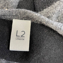 Load image into Gallery viewer, L2 London Cashmere Black Gray Colorblock Cardigan Sz M