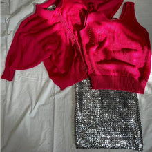 Load image into Gallery viewer, Vintage 1970s Silver Sequin Tube Skirt Top Festive Holiday One Size