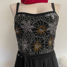 Load image into Gallery viewer, Vintage y2k Classic Sleeveless Jumpsuit Black Pants Metallic Bedazzled