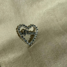 Load image into Gallery viewer, Vintage French Parisian Cheri Silver Love Heart Brooch Pin