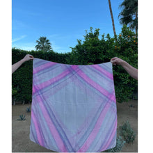 Load image into Gallery viewer, Vintage 1950s 100% Tissue Silk Pink Purple Spring Striped Square Scarf Wrap