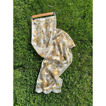 Load image into Gallery viewer, Vintage 1980s Echo White Gold Patterned Rectangular Silk Scarf Wrap