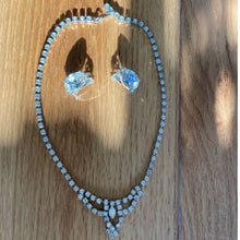 Load image into Gallery viewer, Aurora Set - Vintage 1960s Silver tone Rhinestone Necklace Clip on Earring set