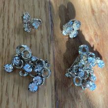 Load image into Gallery viewer, Skyler Set - Vintage 1960s Gold Tone Rhinestone Clip on Costume Earring Set
