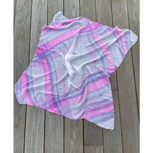 Load image into Gallery viewer, Vintage 1950s 100% Tissue Silk Pink Purple Spring Striped Square Scarf Wrap