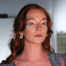 Load image into Gallery viewer, Skyler Set - Vintage 1960s Gold Tone Rhinestone Clip on Costume Earring Set