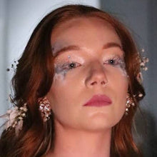 Load image into Gallery viewer, Skyler Set - Vintage 1960s Gold Tone Rhinestone Clip on Costume Earring Set