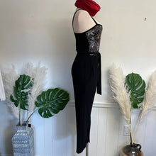 Load image into Gallery viewer, Vintage y2k Classic Sleeveless Jumpsuit Black Pants Metallic Bedazzled