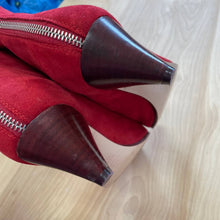 Load image into Gallery viewer, Stuart Weitzman Red Suede Pointed Toe Booties Sz 9