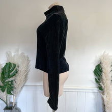 Load image into Gallery viewer, Vintage 90s Ballinger Gold Turtleneck Knit Chenille Black Sweater Cozy Soft Sz M
