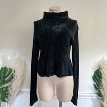 Load image into Gallery viewer, Vintage 90s Ballinger Gold Turtleneck Knit Chenille Black Sweater Cozy Soft Sz M