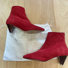 Load image into Gallery viewer, Stuart Weitzman Red Suede Pointed Toe Booties Sz 9