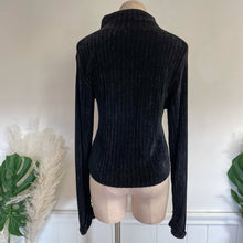 Load image into Gallery viewer, Vintage 90s Ballinger Gold Turtleneck Knit Chenille Black Sweater Cozy Soft Sz M